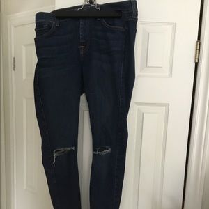 7 for all mankind skinny jeans,distressed knees